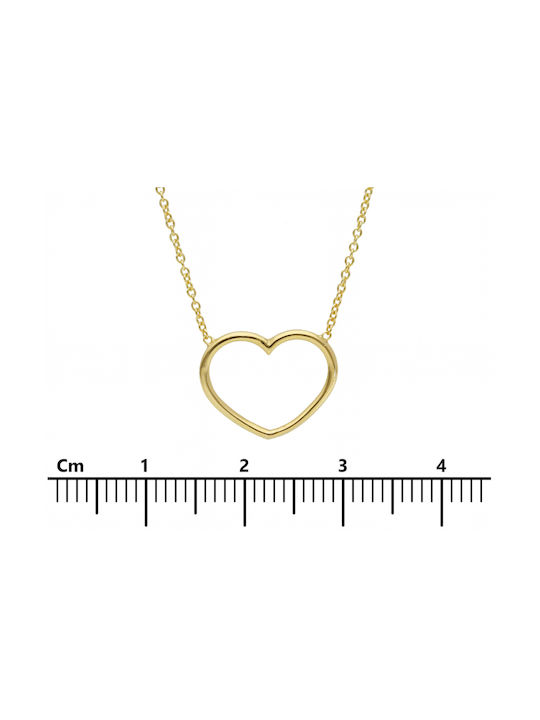 Mentzos Necklace with design Heart from Gold 9 K