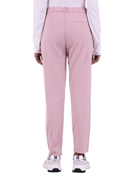 Byoung Women's High-waisted Fabric Capri Trousers Pink