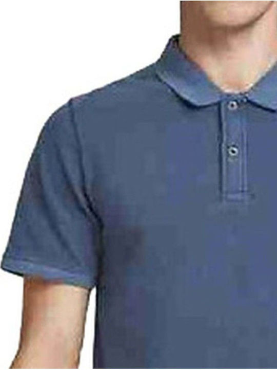 Sabart Men's Short Sleeve Blouse Polo Blue