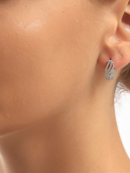 Eforo Kids Earrings Studs with Stones from White Gold 14K