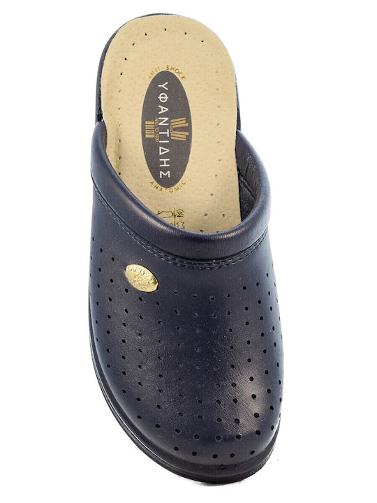 Yfantidis Women's Leather Anatomic Clogs Blue