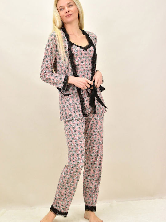 Potre Winter Women's Pyjama Set Cotton Pink