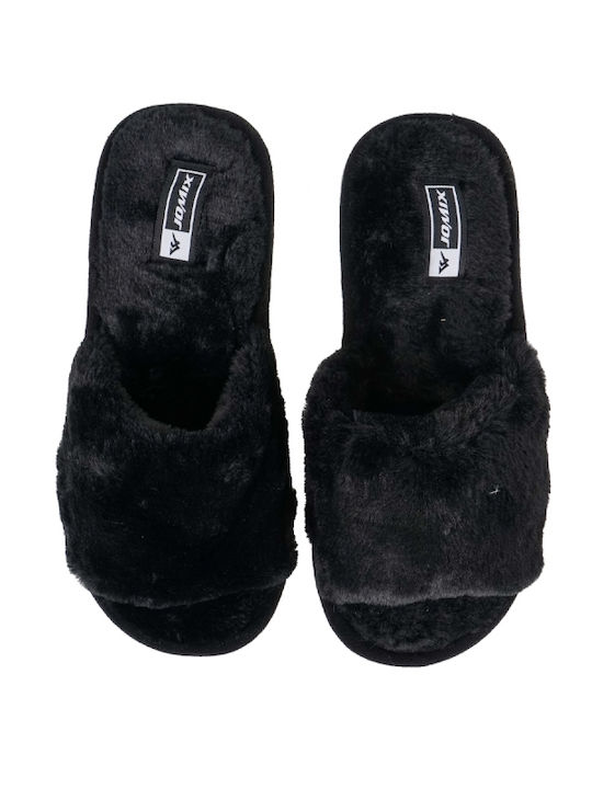 Piazza Shoes Winter Women's Slippers with fur in Black color