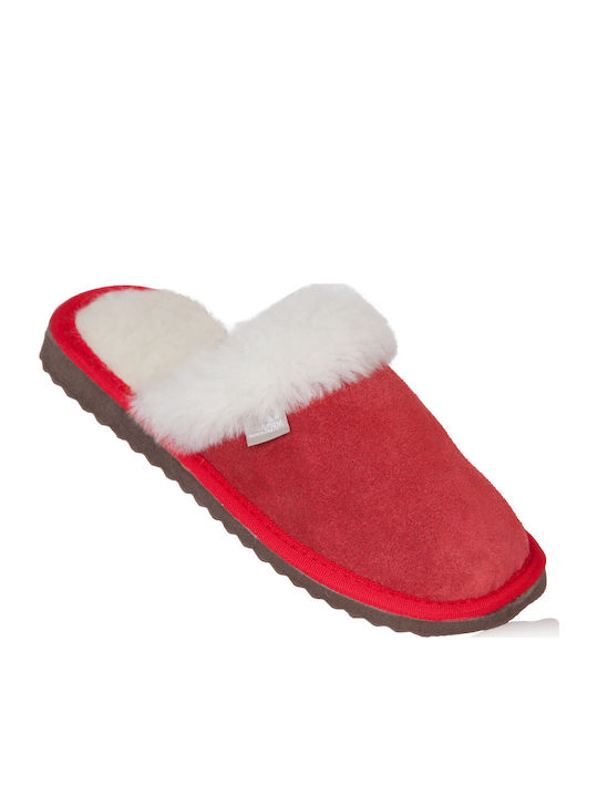 Lederne Winter Damen Hausschuhe Rote