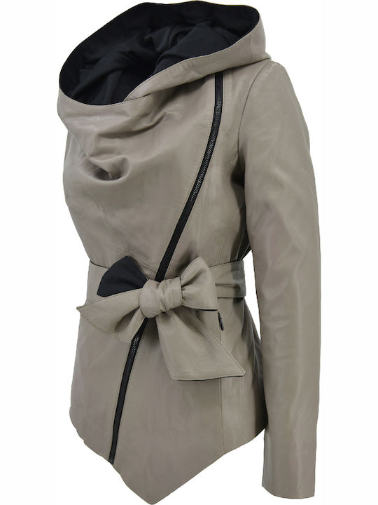 Δερμάτινα 100 Damen Bikerjacke Beige