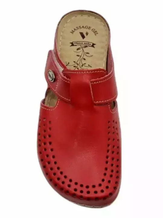 Vesna Leather Anatomic Clogs Red