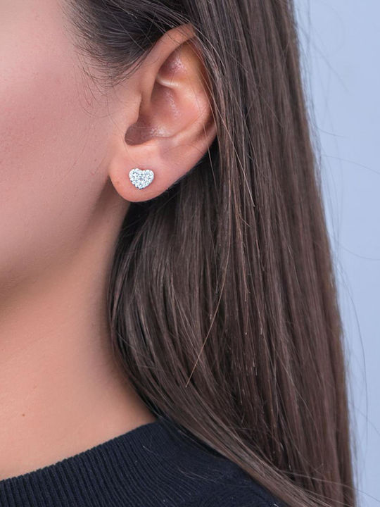 Kiriakos Gofas Kids Earrings Studs Hearts from Silver