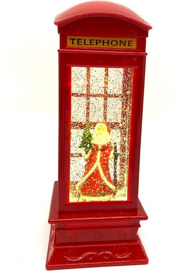 Коледна украса с осветление Телефонна кабина с Дядо Коледа На батерия 11x11x27см 1бр