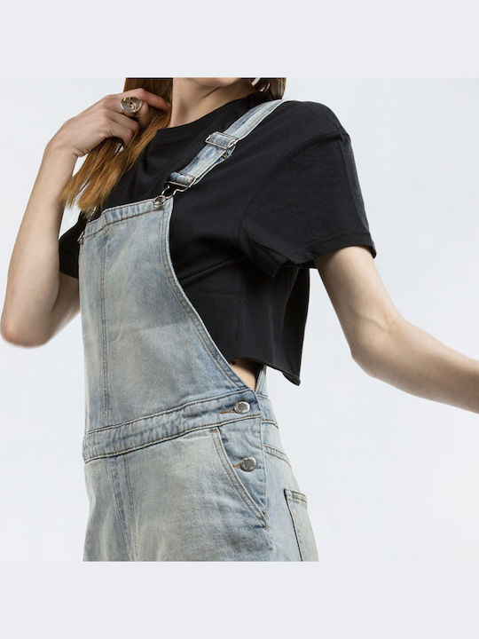 Damen Denim Einteiler Shorts Hellblau