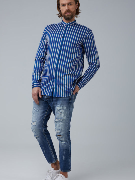 Aristoteli Bitsiani Men's Shirt Long Sleeve Striped Blue