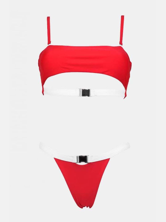 Set Bikini mit Abnehmbarer Verstärkung Brasilien Rot