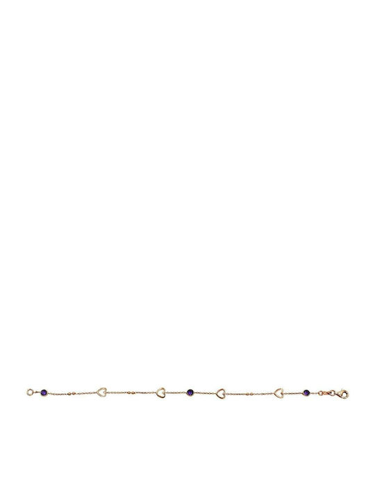 Roloi Kaliamanis Bracelet with design Heart made of Gold 14K