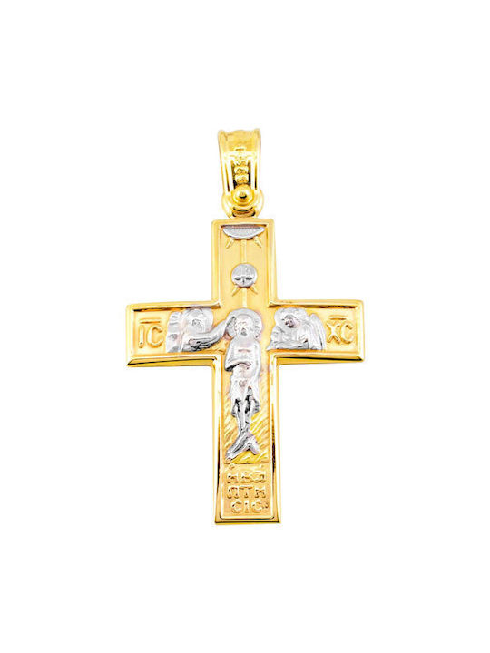 Xrisokosmima Herren Gold Kreuz 14K Beidseitig mit Kette