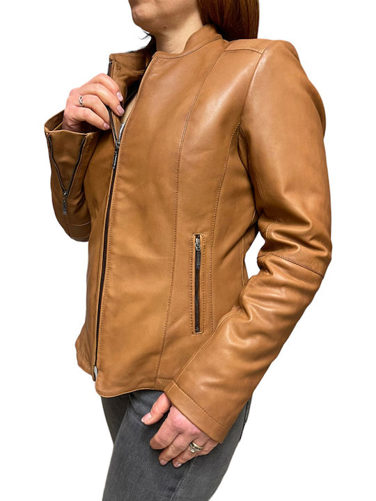 Damen Bikerjacke COGNAC-NEW