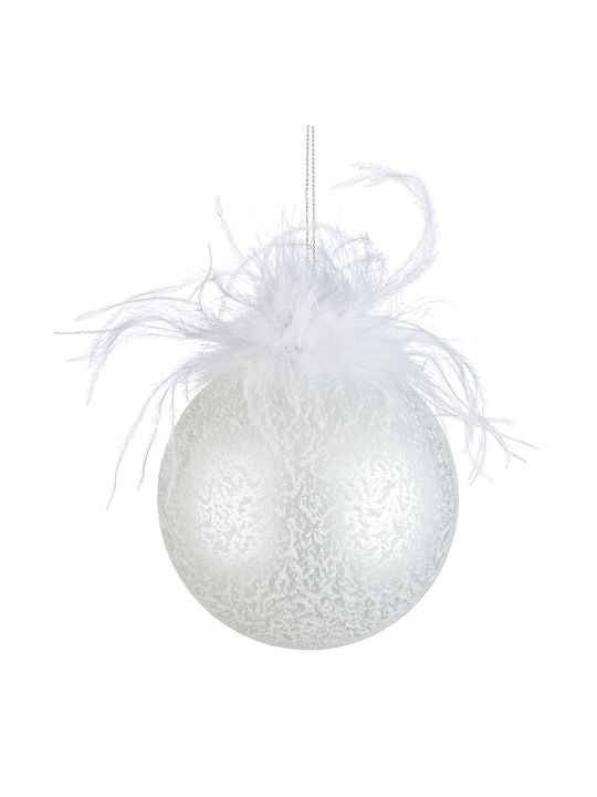 Bizzotto Christmas Glass Ball Ornament White 10cm