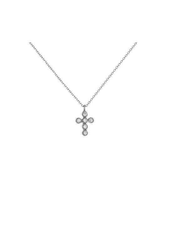 Papadopoulos Gold Women's White Gold Cross 14K with Chain