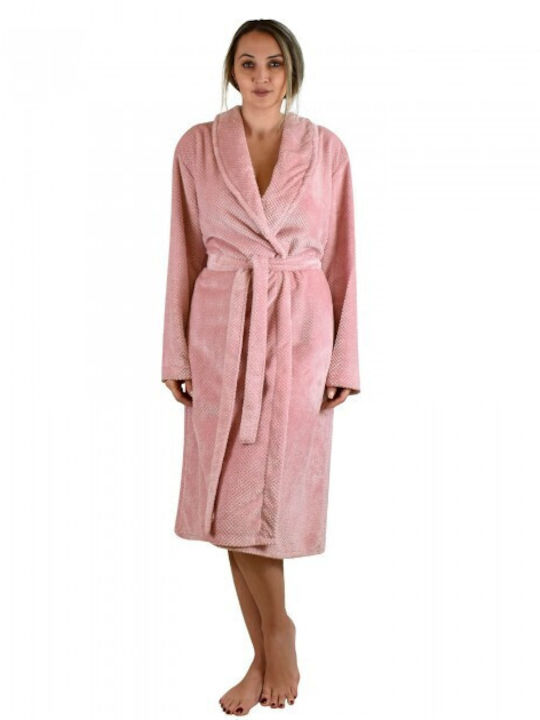 Relax Lingerie Winter Damen Vlies Robe Rosa