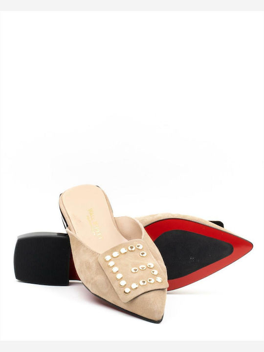 Flat Suede Mules σε Μπεζ Χρώμα
