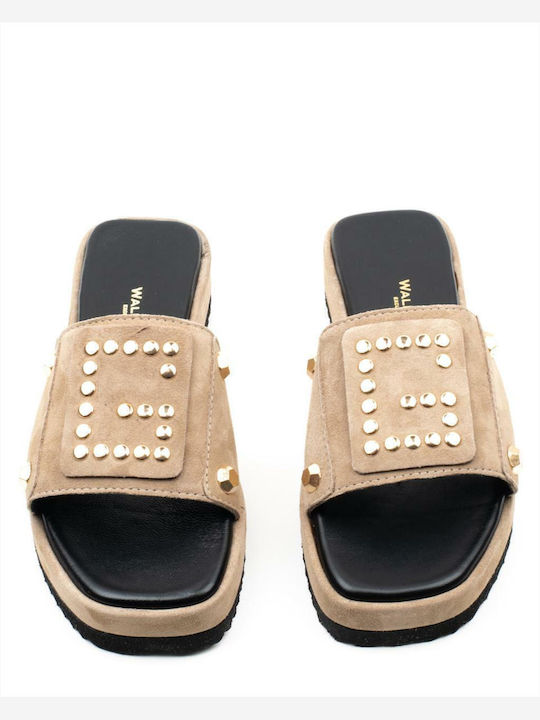 Flache Sandalen für Damen Flatforms in Beige Farbe