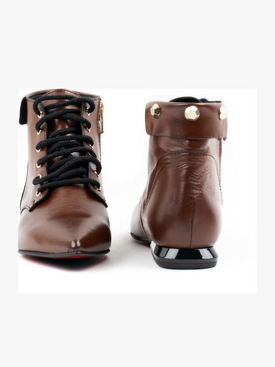 Leather Women's Ankle Boots Tabac Brown