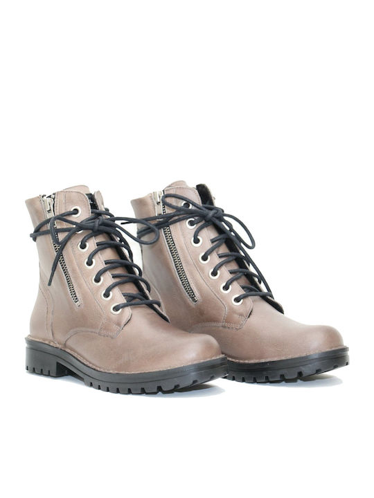 Chacal Women's Leather Combat Boots Gray