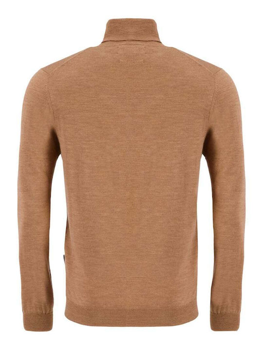 Fynch Hatton Herren Langarm-Pullover Rollkragen Braun