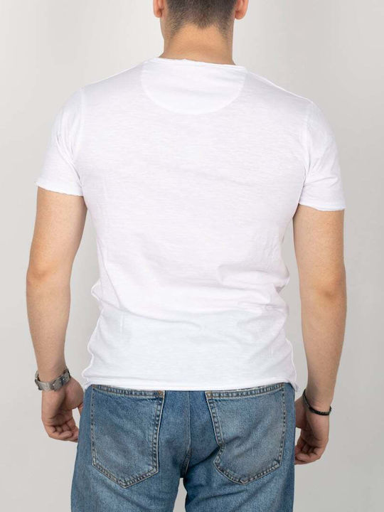 Dstrezzed Men's Short Sleeve T-shirt with V-Neck White