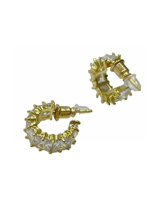 Tatu Moyo Earrings Hoops Gold Plated with Stones