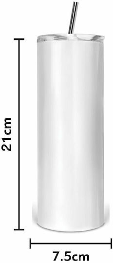 Koupakoupa Glass Thermos Stainless Steel BPA Free 600ml White with Mouthpiece and Straw