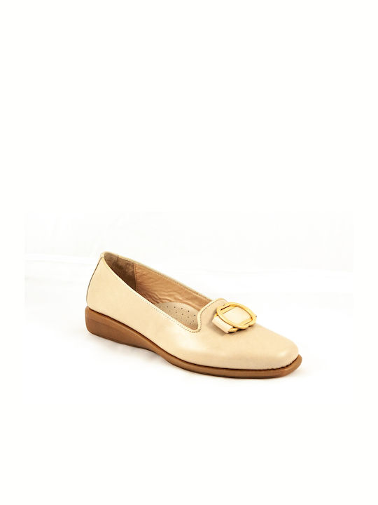 Relax Anatomic Leather Women's Moccasins in Beige Color