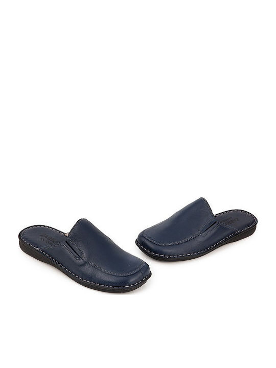 Men's Leather Slippers Blue