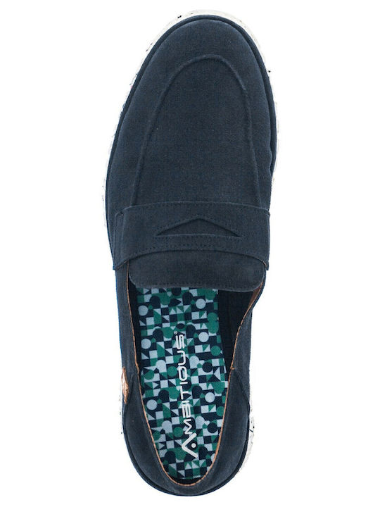 Leather Men's Espadrilles in Blue Color