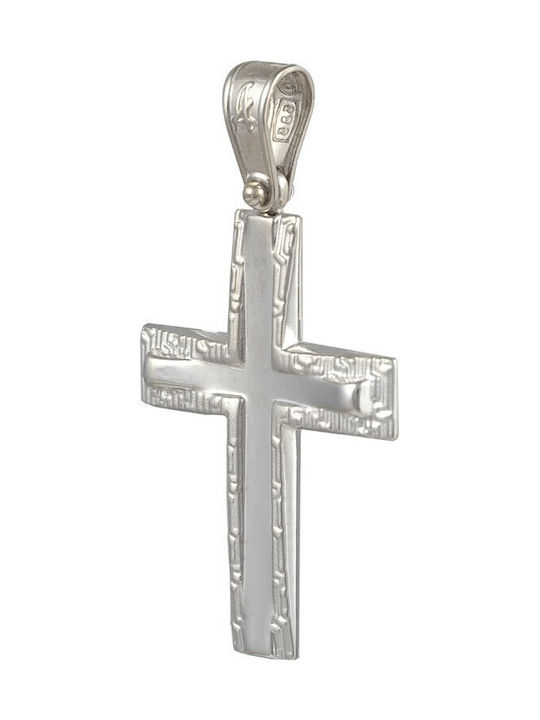 Men's White Gold Cross 14K