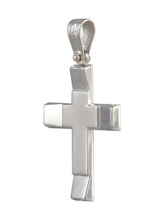 Men's White Gold Cross 14K