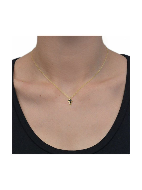 Amor Amor Kreuz aus Vergoldetem Silber mit Kette