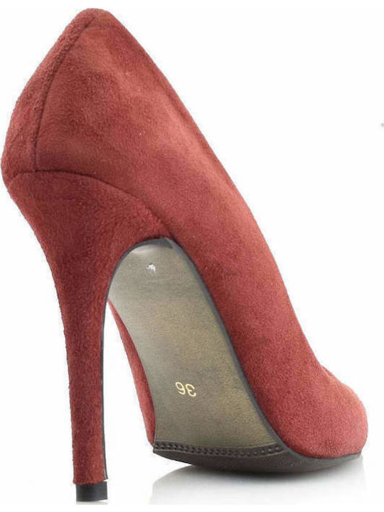 Leder Pumps mit hohem Absatz Burgundisch