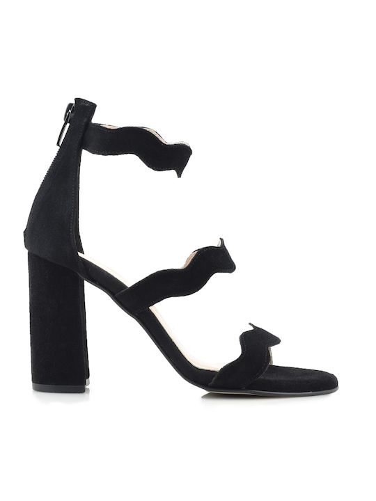 Aris Tsoubos Wildleder Damen Sandalen in Schwarz Farbe