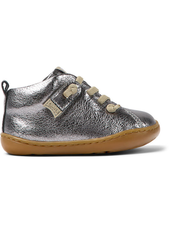 Peu Cami Leather Kids Boots with Laces Gray