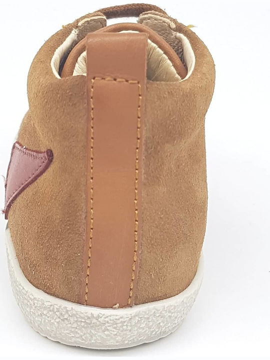 Leather Kids Boots with Laces Tabac Brown
