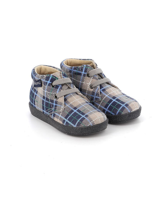 Lederne Kinderstiefeletten mit Schnürsenkeln Blau