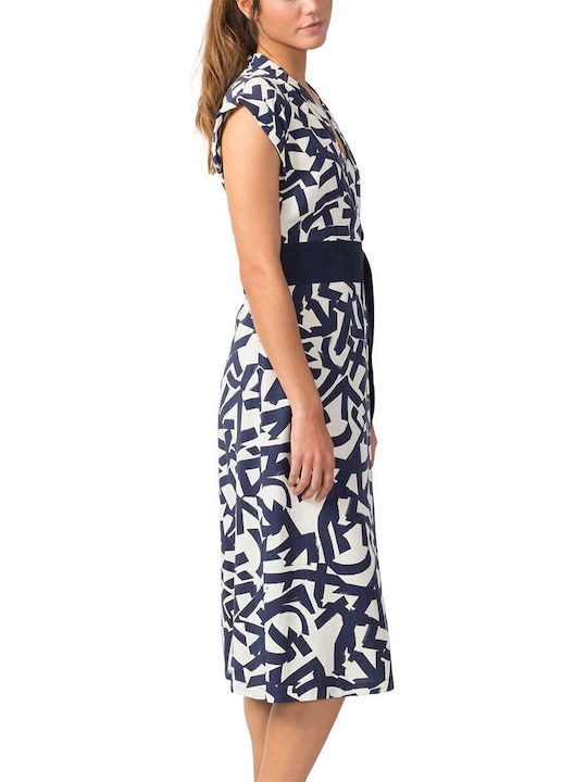 Summer Midi Shirt Dress Wrap Blue