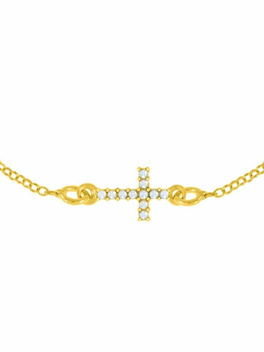 Amor Amor Bracelet with Cross design made of Silver Gold Plated