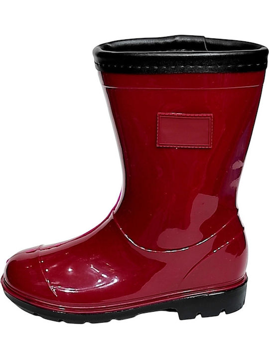 Kids Wellies with Internal Lining Burgundy
