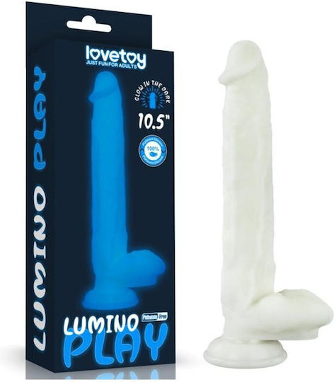 Lovetoy Lumino Play Реалистично дилдо с Топки и Вендуза Син 27см