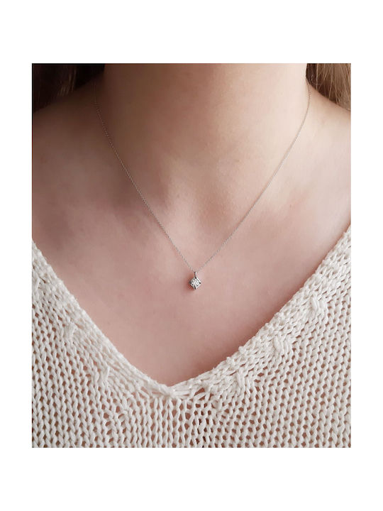 Necklace from White Gold 14K with Zircon