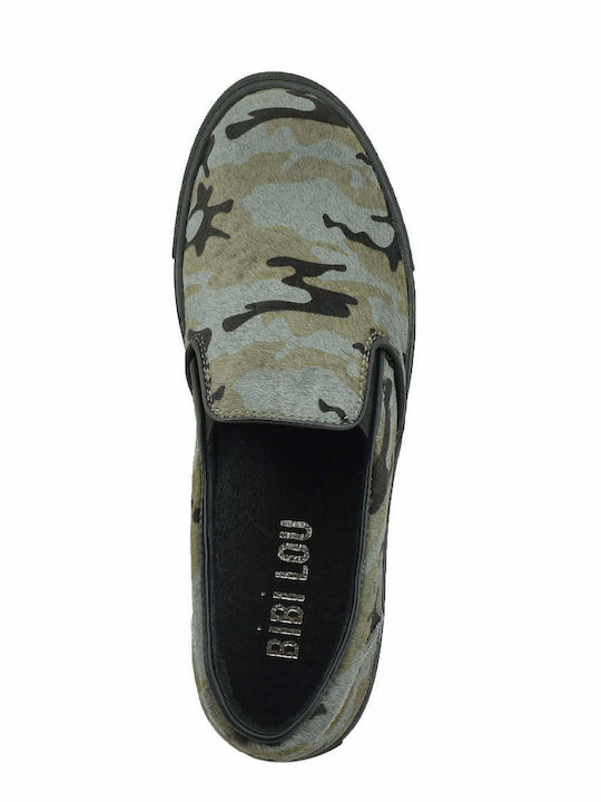 Γυναικεία Slip-On Δερμάτινα Χακί