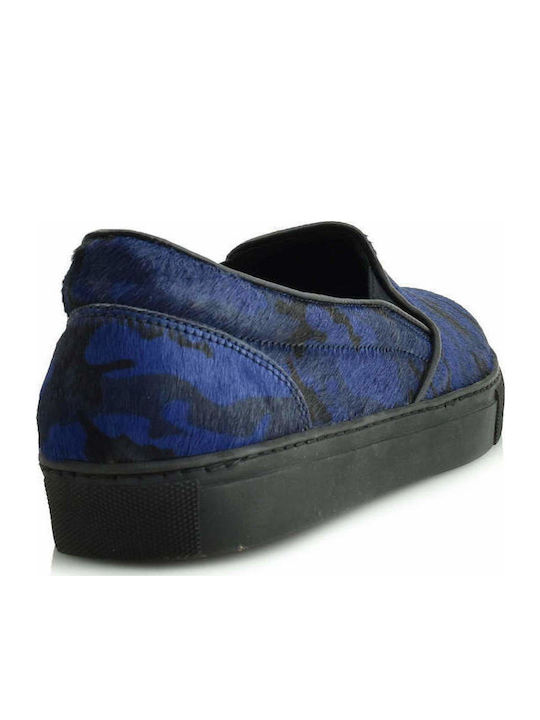 Γυναικεία Slip-On Δερμάτινα Μπλε
