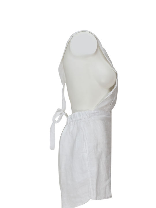 Lotus Eaters Salopetă scurtă pentru femei Strapless cu mâneci lungi White