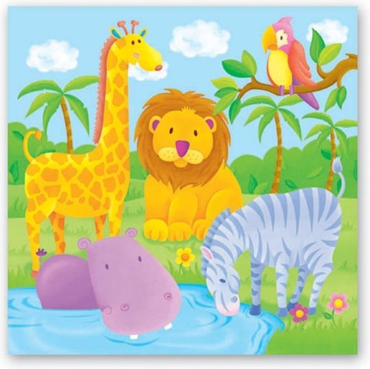 Wild Animals Șervețele de petrecere Multicolore 12x12cm. 6buc