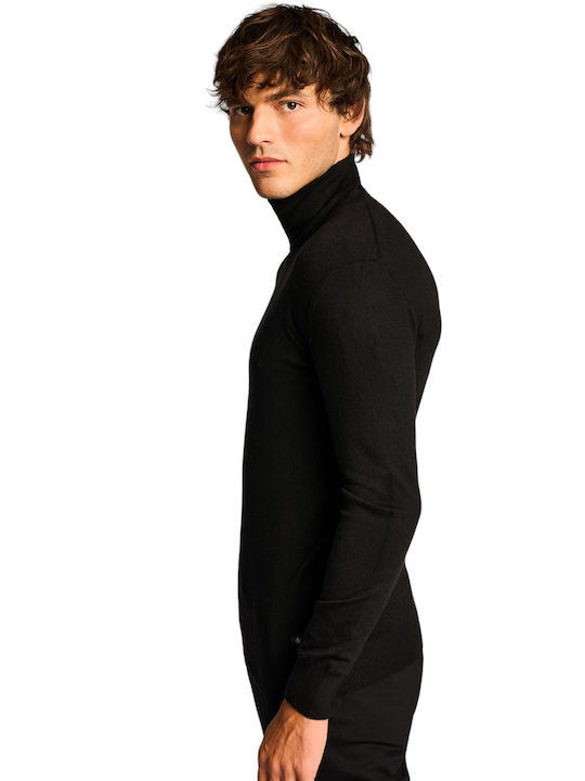 Staff Men's Long Sleeve Sweater Turtleneck BLACK